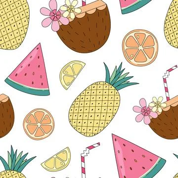 Tropical fruits pattern Stock Illustration