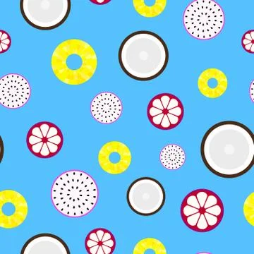 Tropical fruits - seamless vector pattern. Stock Illustration
