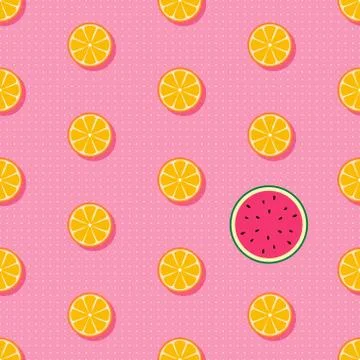 Tropical fruits seamless vector pattern with oragnes and watermelon watermelon Stock-Illustration