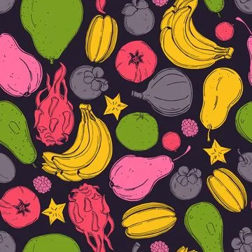 Tropical fruits. Vector  pattern Illustrazione stock