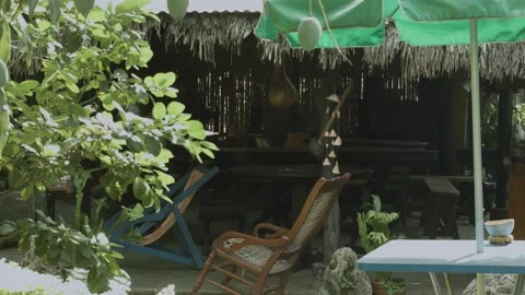 Tropical garden and hut in Colombia Stock Footage