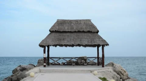 Tropical Gazebo on Pier Stock Footage 40605015