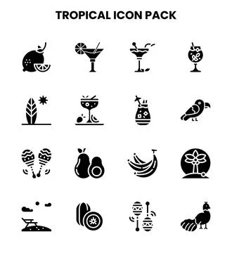 Tropical Glyph Graphics Icons Pack Stock-Illustration
