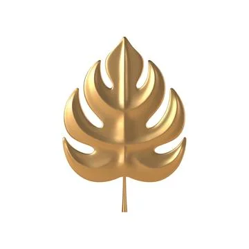 Tropical gold 3d leaf vector template. Botanical boho jewelry made elite me.. Illustrazione stock