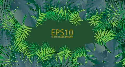 Tropical green leaf pattern background Stock Illustration