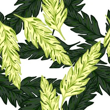 Tropical green leaf seamless pattern. Palm leaves ornament. Foliage backdrop. Stock Illustration