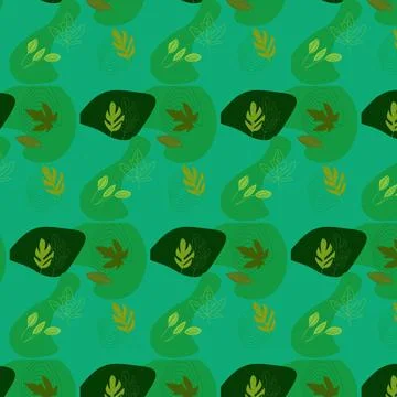 Tropical green leaves seamless pattern with abstract shapes Ilustración de archivo