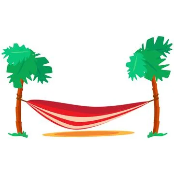 Tropical hammock between palm trees for relaxation, beach resort Stock Illustration
