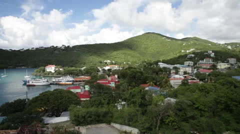 Tropical harbor pan Stock Footage 23839032