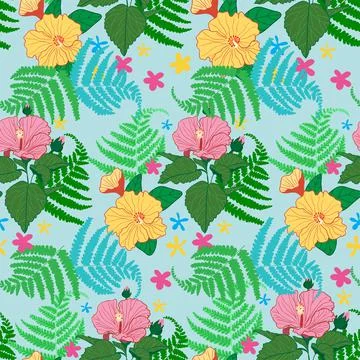 Tropical Hawaii seamless vector pattern design illustration Stock Illustration