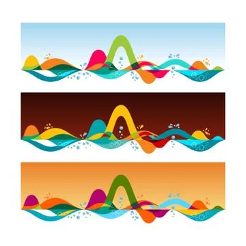 Tropical horizons - set of horizontal banners. Vector Template illustration. Stock Illustration
