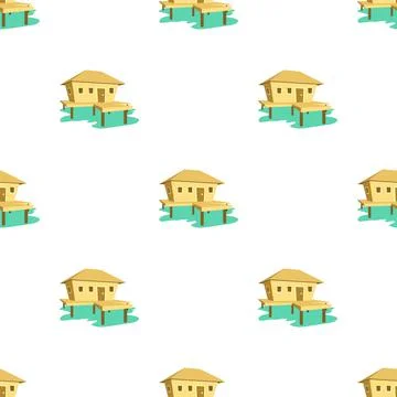 Tropical house pattern seamless vector Illustrazione stock