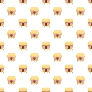 Tropical hut seamless pattern for summer vacation background Stock-Illustration