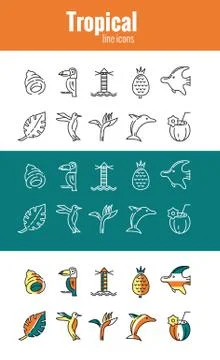 Tropical icons. Free Stock Illustration