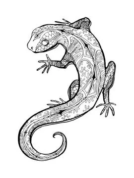 Tropical illustration with lizard Stock Illustration