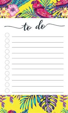 Tropical images for notes, to-do list, leaf decorated with tropical patterns, Stock Illustration