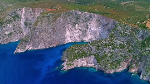 Tropical Ionian Greece Blue Lagoon island Aerial 4k travel video Stock Footage