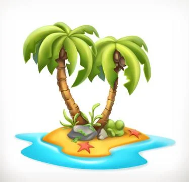 Tropical island, 3d vector icon Stock Illustration