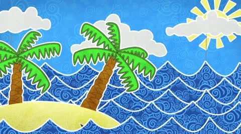 Tropical island and palms loop animation Stock Footage 10772899