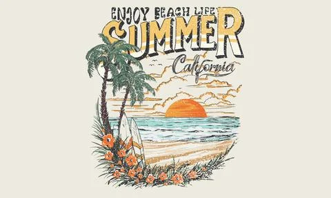 Tropical island artwork. Stock Illustration
