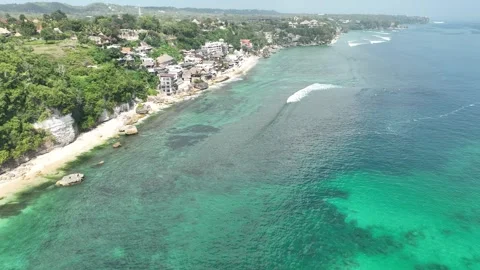 Tropical Island Beach Thomas Beach Nusa Penida Aerial 4K Stock Footage 265940341