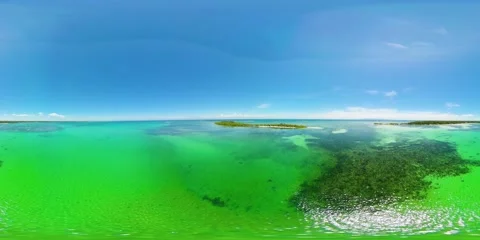Tropical island with a beach. VR 360. Monoscopic image. Stock Footage 234963161