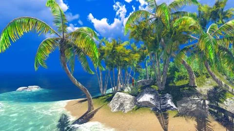 Tropical island Stock Illustration