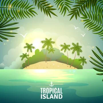 Tropical island nature poster Stock Illustration