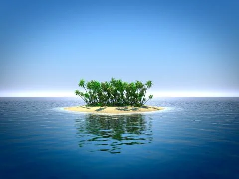 Tropical island in the ocean Stock Illustration