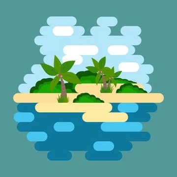 Tropical island in the ocean Stock Illustration