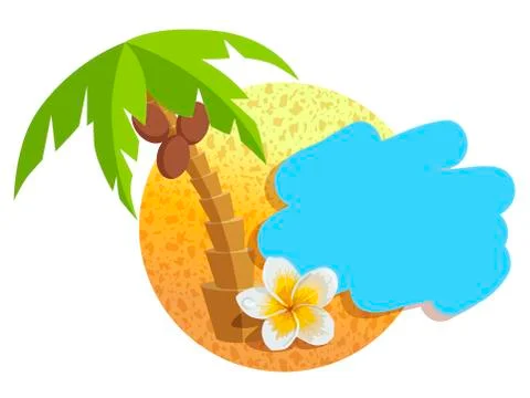 Tropical island with palm trees. Vector illustration icon for Thailand trav.. Stock Illustration