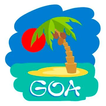 Tropical island with palm trees. Vector illustration icon for GOA traveling. Stock Illustration