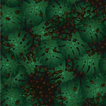 Tropical island seamless pattern. Palm leaves, jungle Stock Illustration