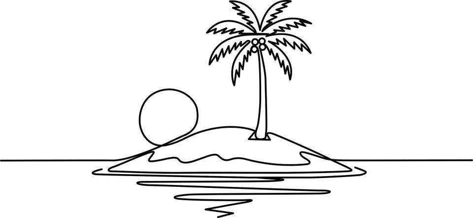 Tropical island sunset Vector Stock Illustration