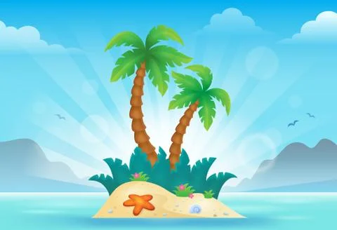 Tropical island theme image - eps10 vector illustration. Stock Illustration