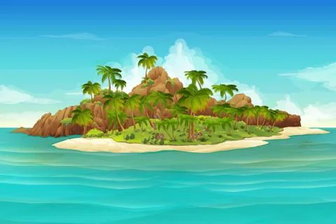 Tropical island, vector background Stock Illustration