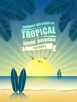 Tropical island vector Stock Illustration
