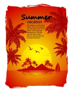 Tropical island vector Stock Illustration