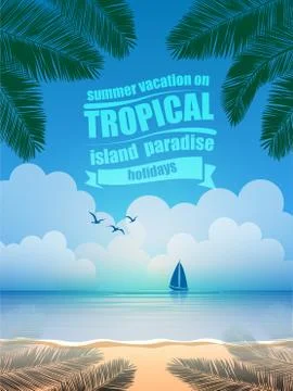Tropical island vector Stock Illustration