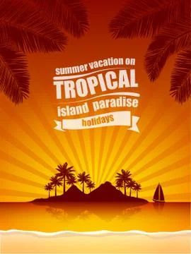 Tropical island vector Stock Illustration