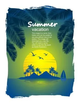 Tropical island vector Stock Illustration