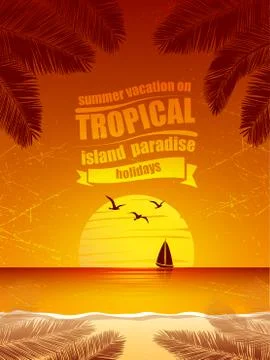 Tropical island vector Stock Illustration
