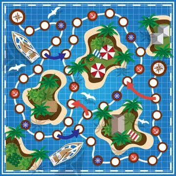 Tropical Islands on the map. Stock Illustration