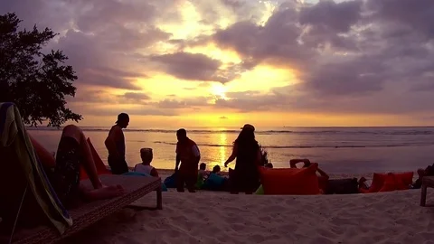Tropical island's sunset Stock Footage 77899606
