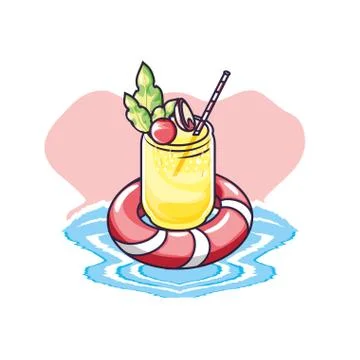 Tropical juice fruit fresh with float Stock Illustration