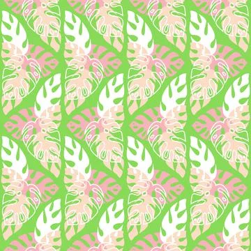 Tropical jungle seamless pattern palm monstera leaf, vector illustration Illustrazione stock
