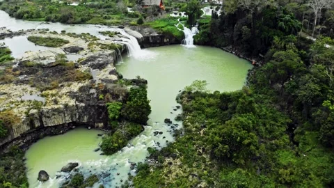 Tropical Lagoon with Lime Green Pools Stock Footage 310941826
