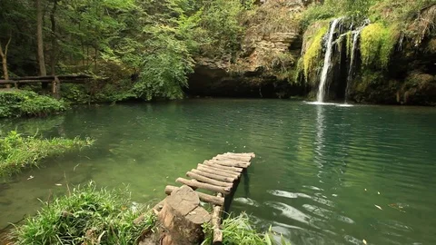Tropical lake and warefall Stock Footage 86790120