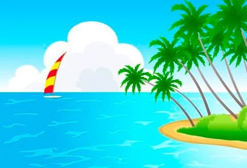 Tropical landscape Stock Illustration