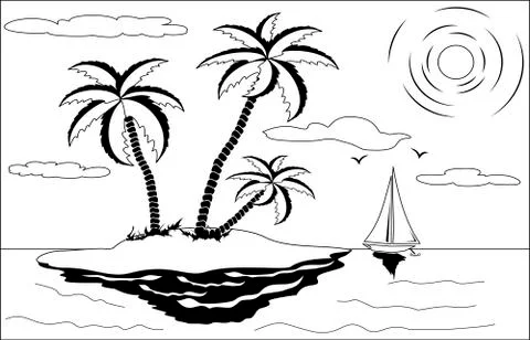 Tropical landscape Stock Illustration